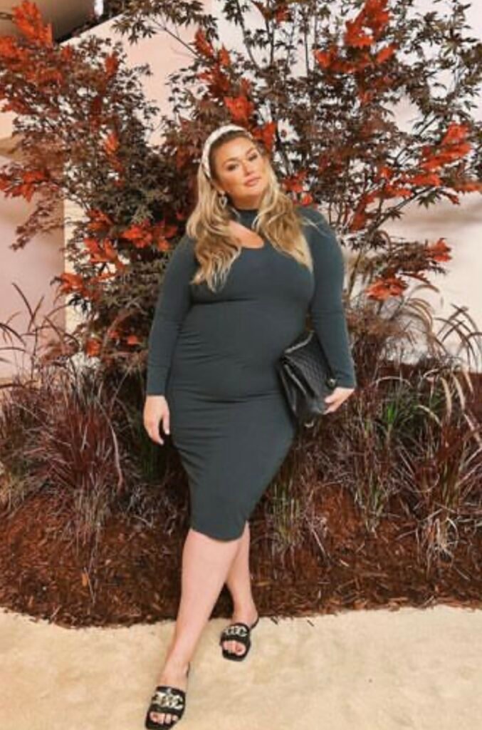 Hunter McGrady's grey dress